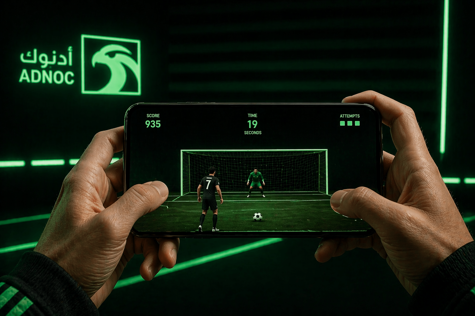 Mobile football game — ADNOC branded